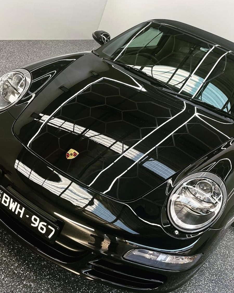 Porsche 911 in the studio after paint correction